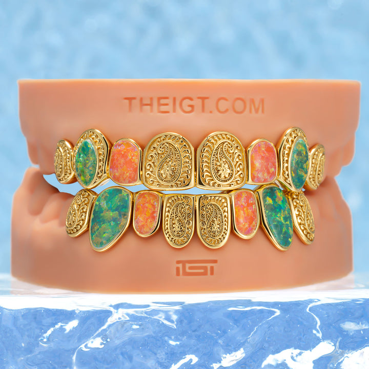 Paisley Fire Opal Filigree Grillz