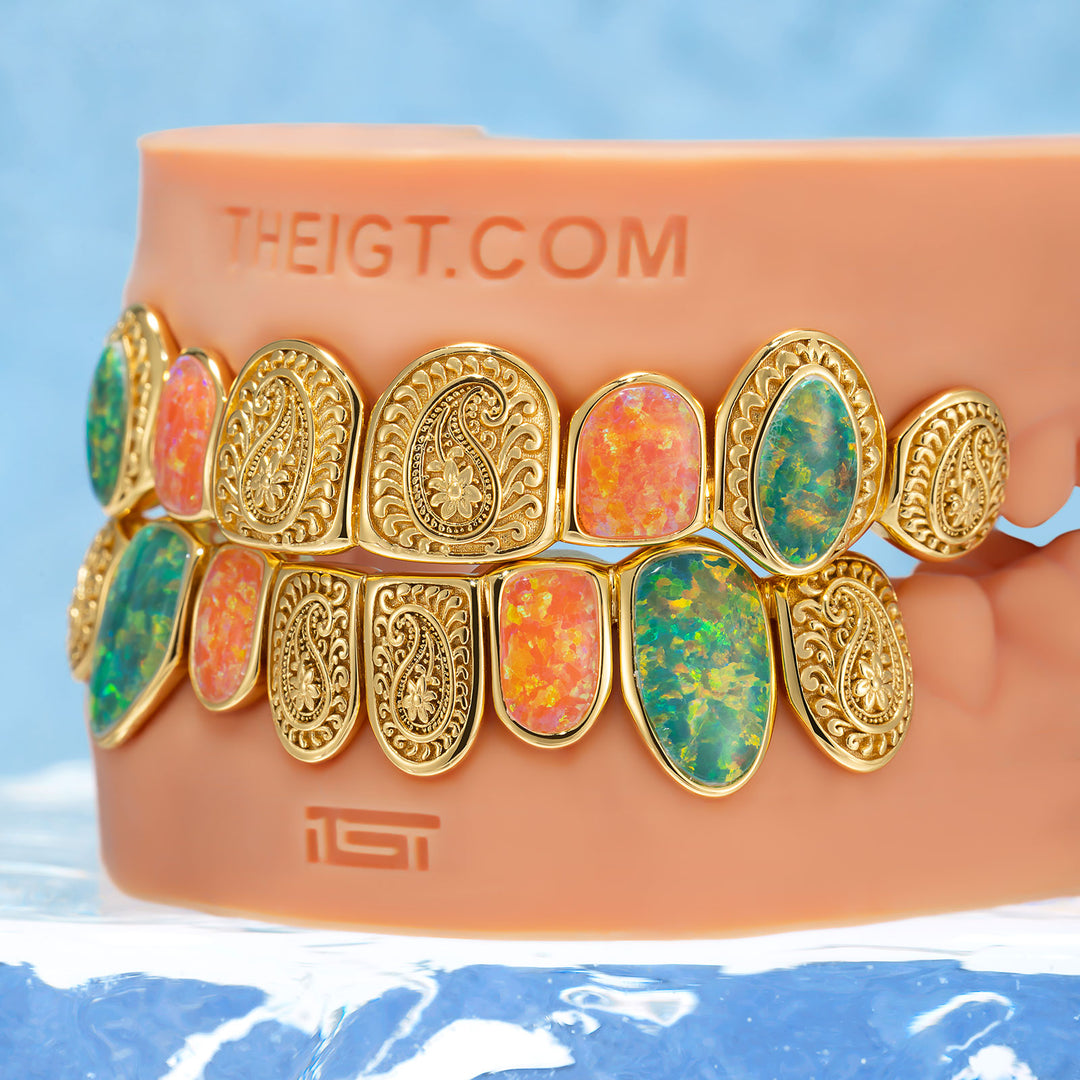Paisley Fire Opal Filigree Grillz