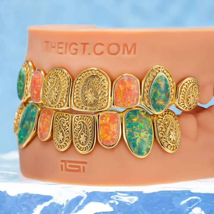 Paisley Fire Opal Filigree Grillz