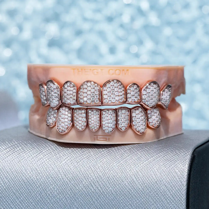 Pave/Honeycomb Moissanite Or Lab Hand-Setting Grillz