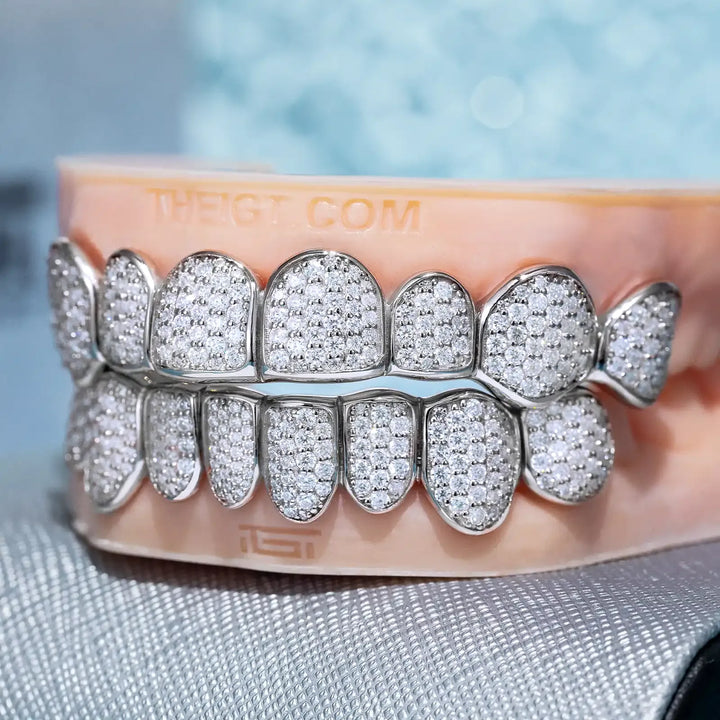 Pave/Honeycomb Moissanite Or Lab Hand-Setting Grillz