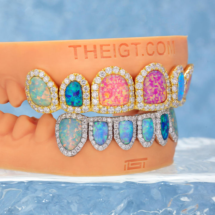 Pave Setting Multi-Colored Opal Diamond Grillz