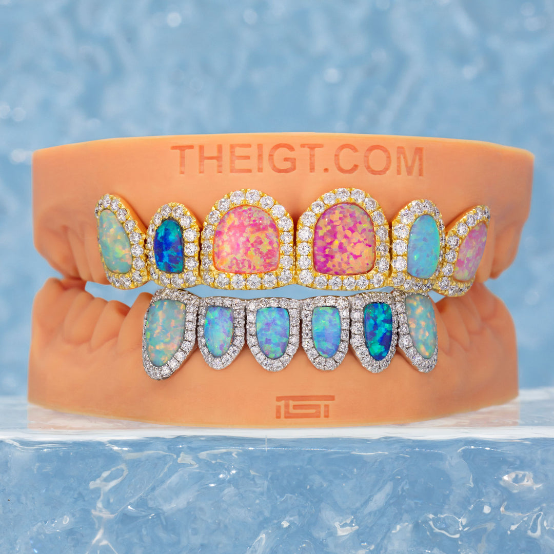 Pave Setting Multi-Colored Opal Diamond Grillz