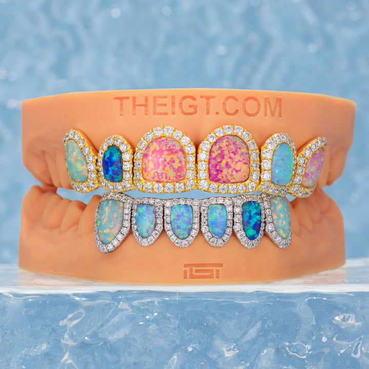 Pave Setting Multi-Colored Opal Diamond Grillz