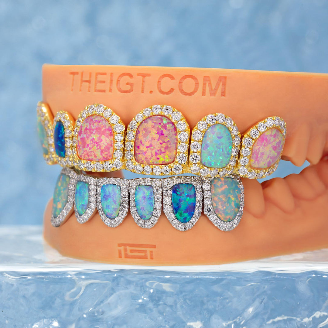 Pave Setting Multi-Colored Opal Diamond Grillz