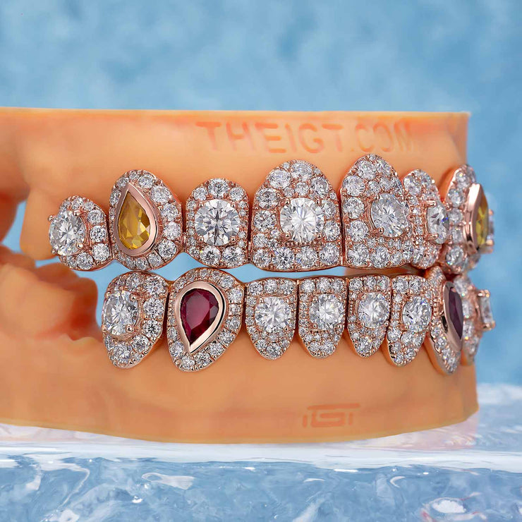 Pave & Half-Bezel Set Diamond w Pear Cut On Fang