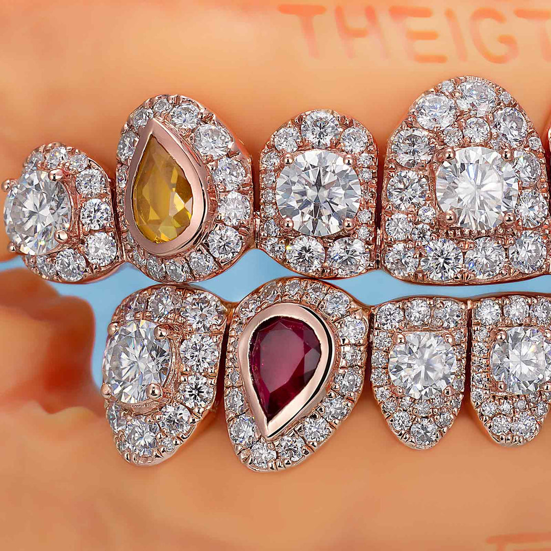 Pave & Half-Bezel Set Diamond w Pear Cut On Fang