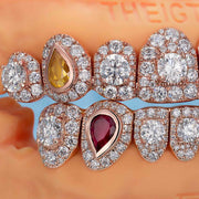Pave & Half-Bezel Set Diamond w Pear Cut On Fang