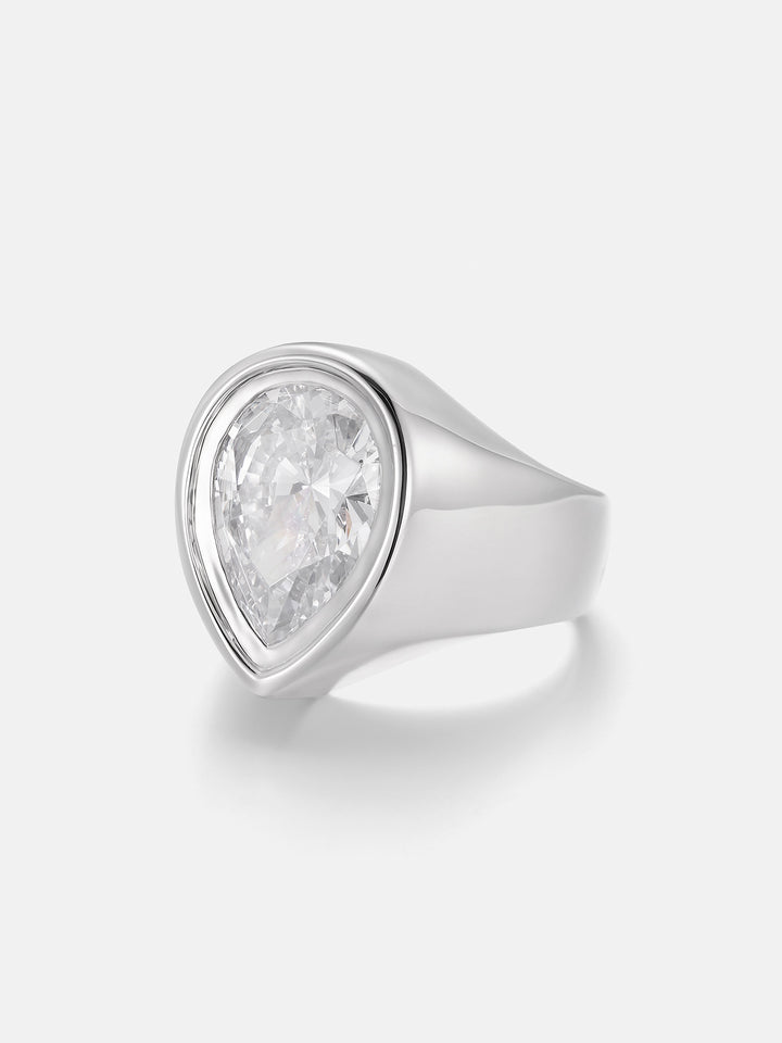Pear Bezel-Set Moissanite Pinky Ring 8.0CTW