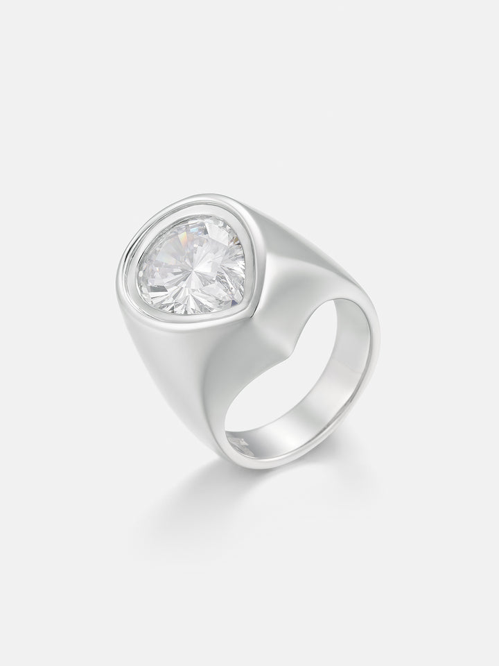 Pear Bezel-Set Moissanite Pinky Ring 8.0CTW