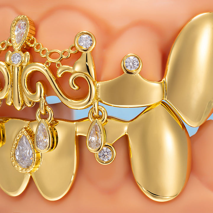Pear Cut Dangle Chandelier Moissanite Grillz