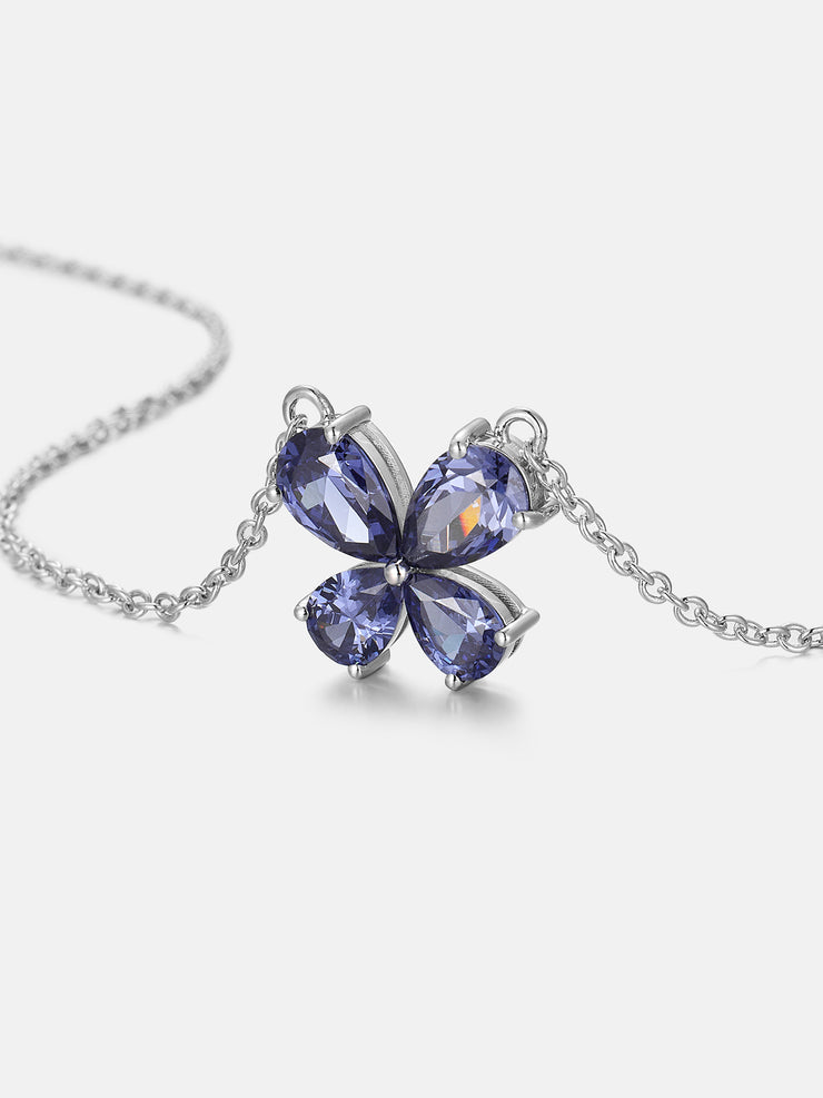 Pear Cut Moissanite Butterfly Necklace