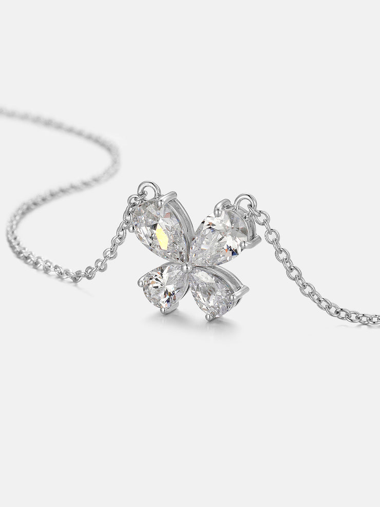 Pear Cut Moissanite Butterfly Necklace