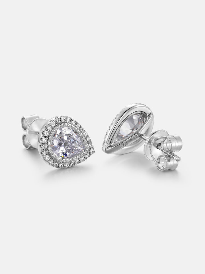 Pear Cut Moissanite Cluster Stud Earrings