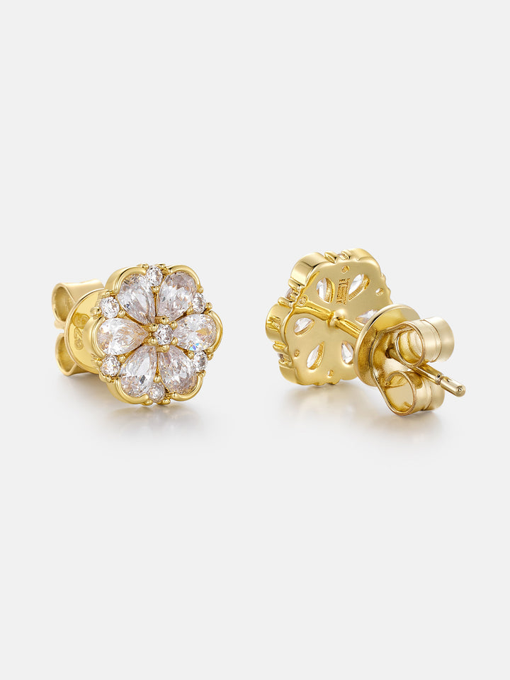 Pear Cut Moissanite Petal Cluster Stud Earrings
