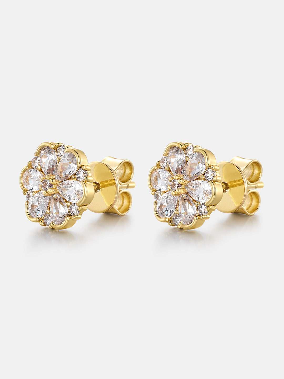 Pear Cut Moissanite Petal Cluster Stud Earrings