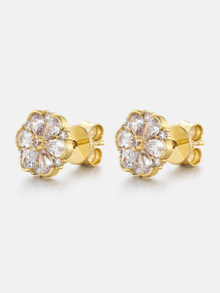 Pear Cut Moissanite Petal Cluster Stud Earrings