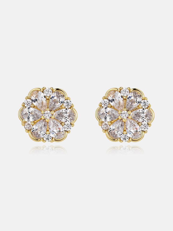 Pear Cut Moissanite Petal Cluster Stud Earrings