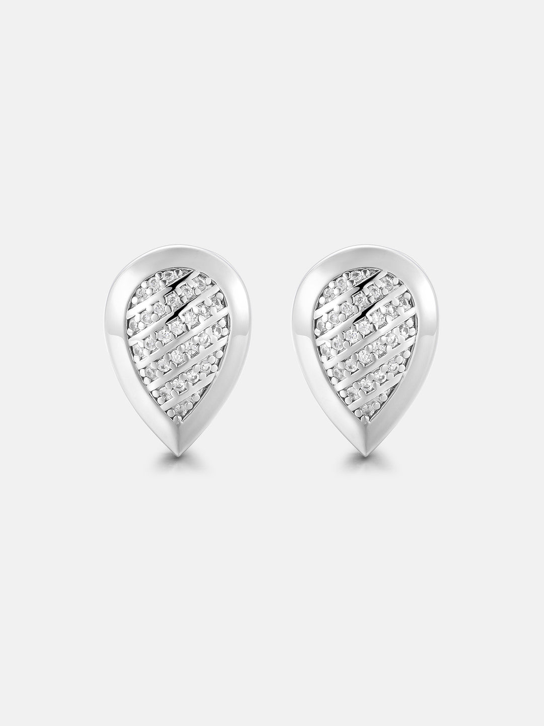 Pear Striped Moissanite Stud Earrings