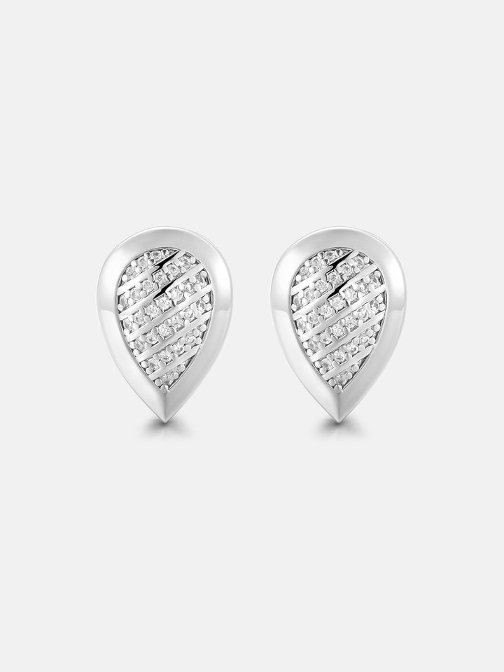 Pear Striped Moissanite Stud Earrings