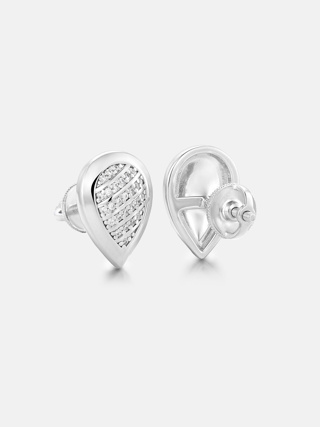 Pear Striped Moissanite Stud Earrings