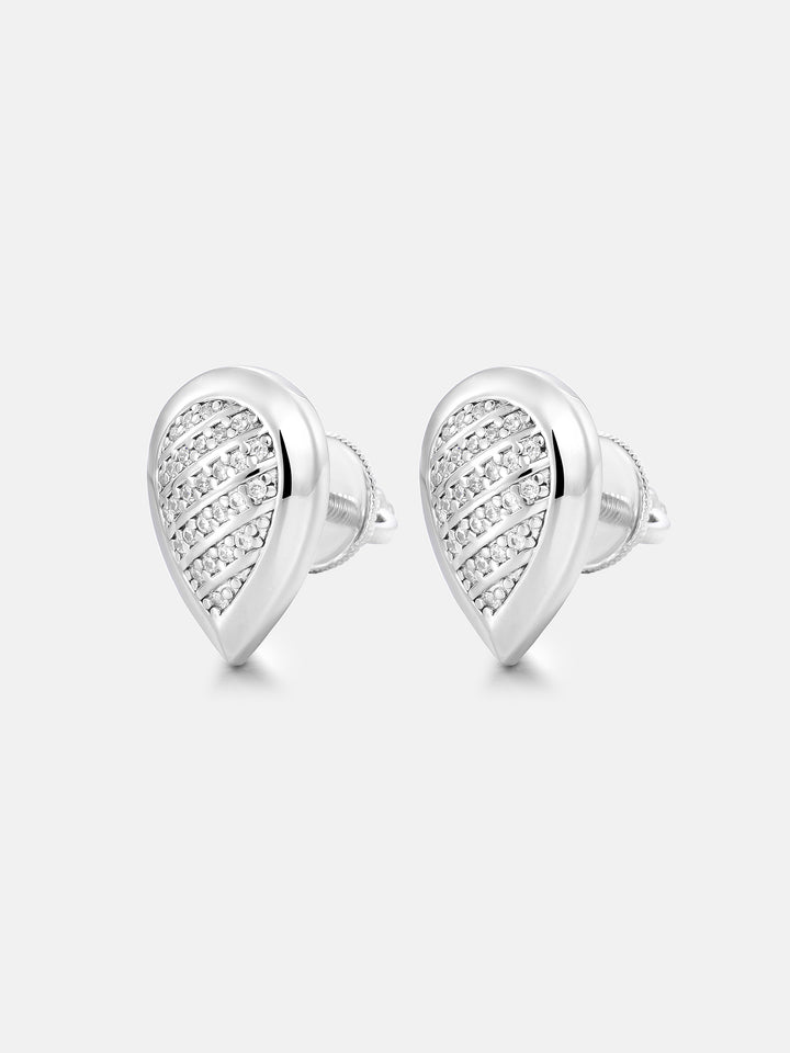 Pear Striped Moissanite Stud Earrings