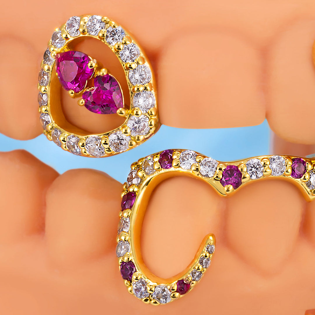 Pink Blue Butterfly Diamond Grillz