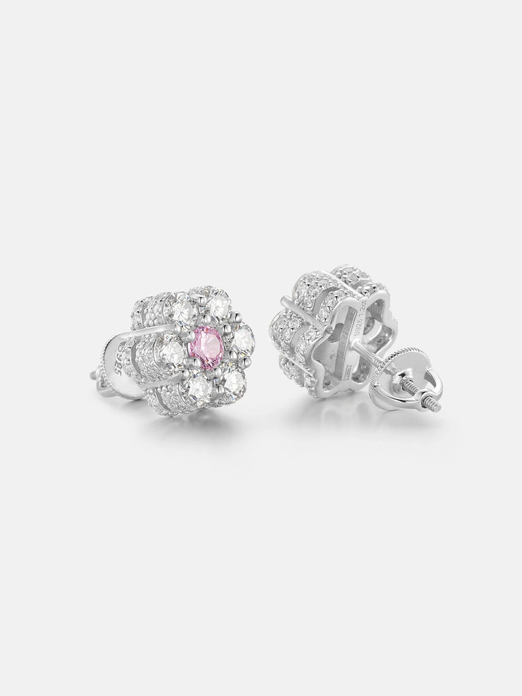 Pink Gem & Moissanite Cluster Hexagon Earrings-Total 2.4CT