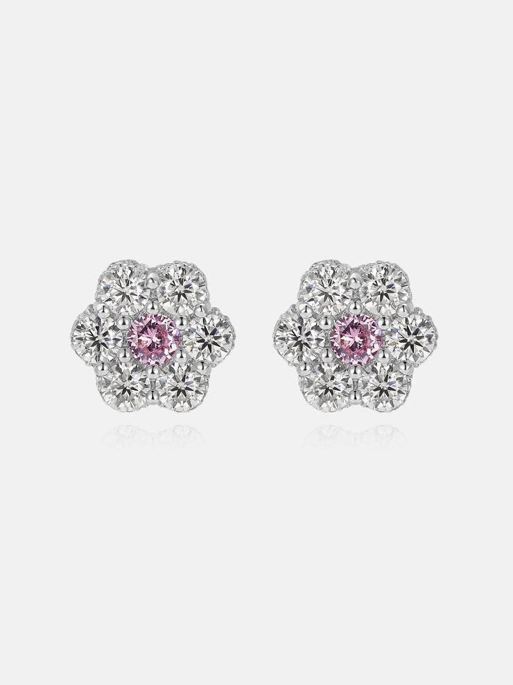 Pink Gem & Moissanite Cluster Hexagon Earrings-Total 2.4CT