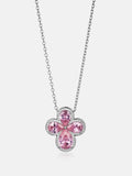 Pink Gemstone Moissanite Four Leaf Clover Adjustable Necklace