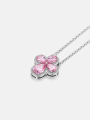 Pink Gemstone Moissanite Four Leaf Clover Adjustable Necklace
