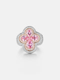 Pink Gemstone Moissanite Four Leaf Clover Ring