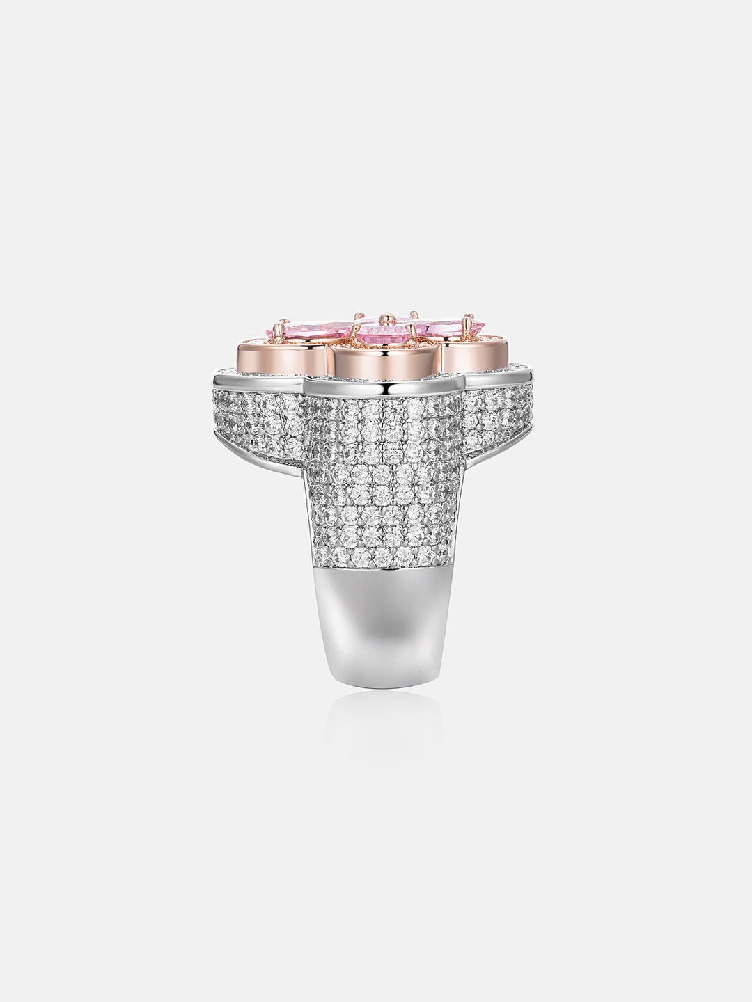 Pink Gemstone Moissanite Four Leaf Clover Ring