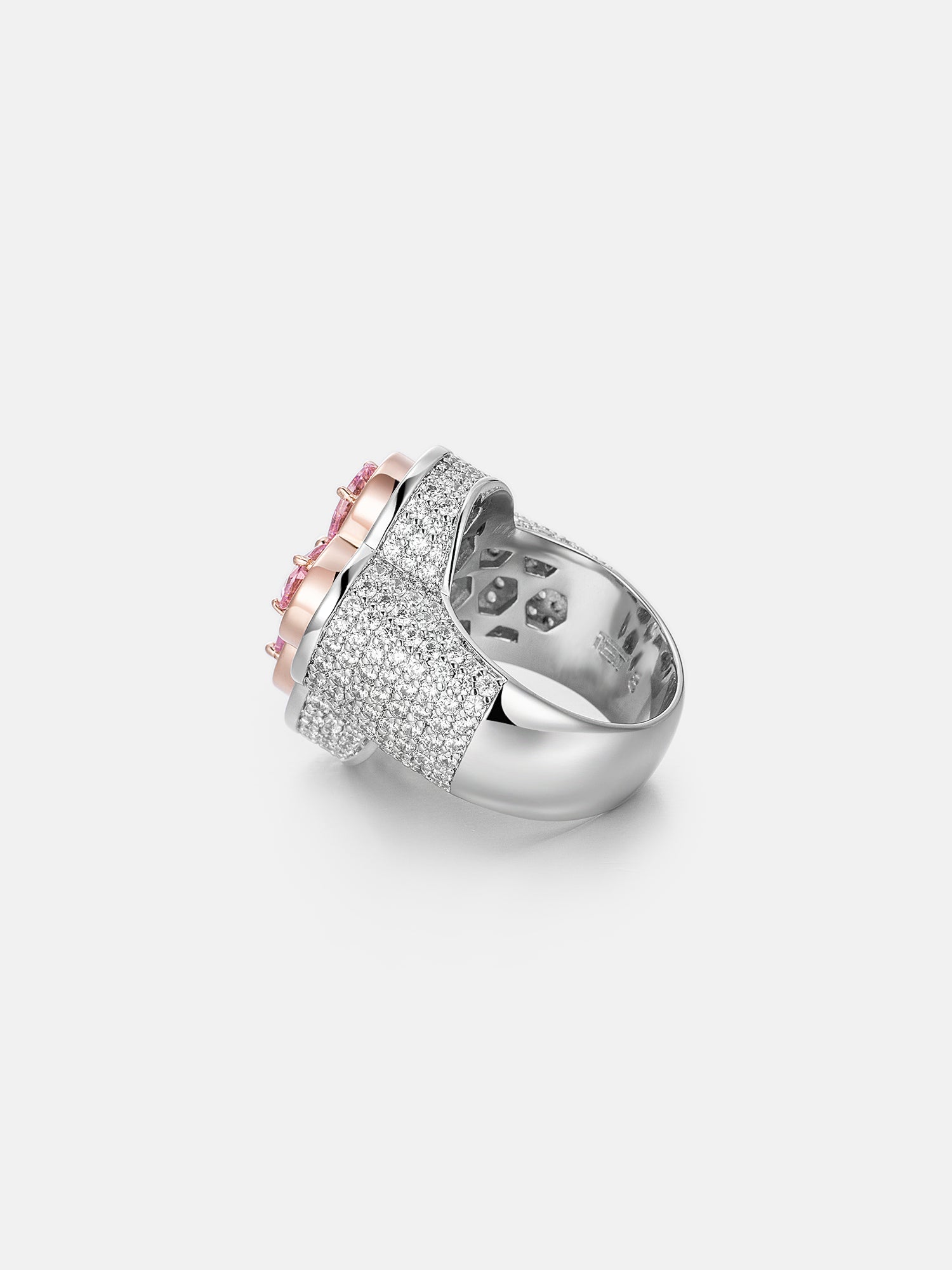 Pink Gemstone Moissanite Four Leaf Clover Ring