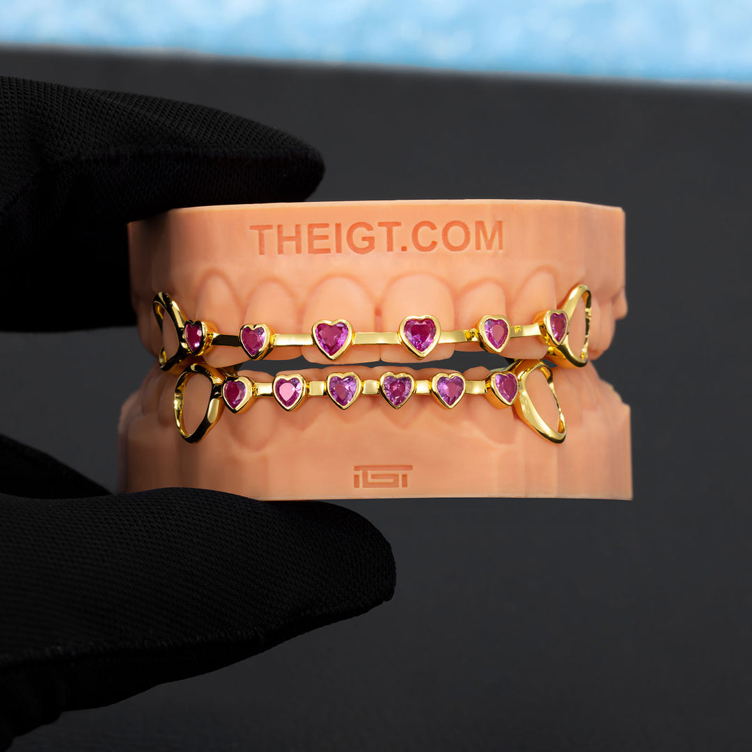 Pink Heart Brace Grillz