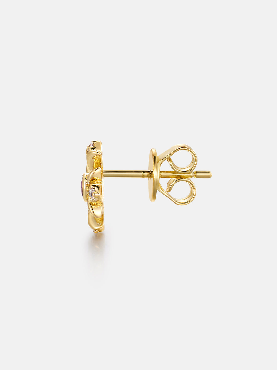 Pink Heart Gem & Moissanite Cross Stud Earrings