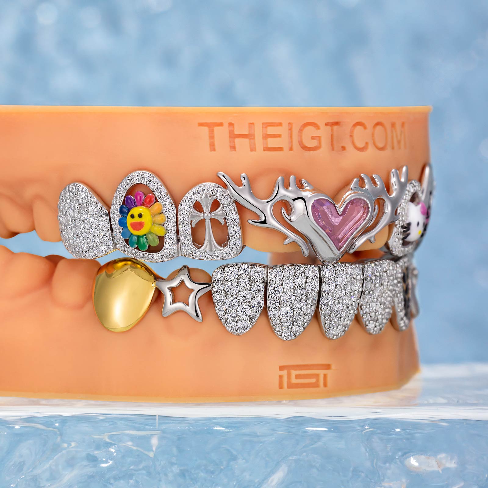 Pink Heart & Sunflower Grillz