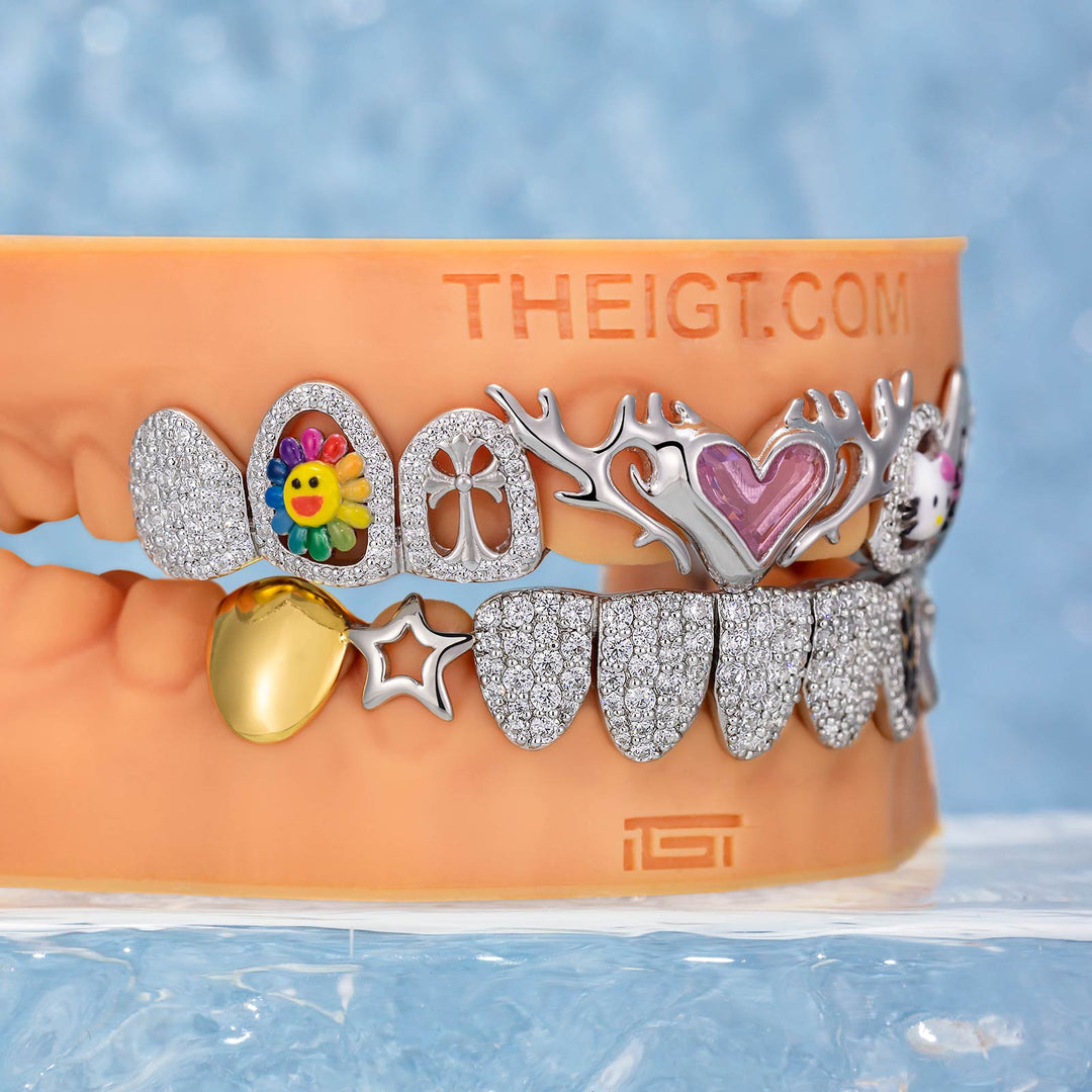 Pink Heart & Sunflower Grillz