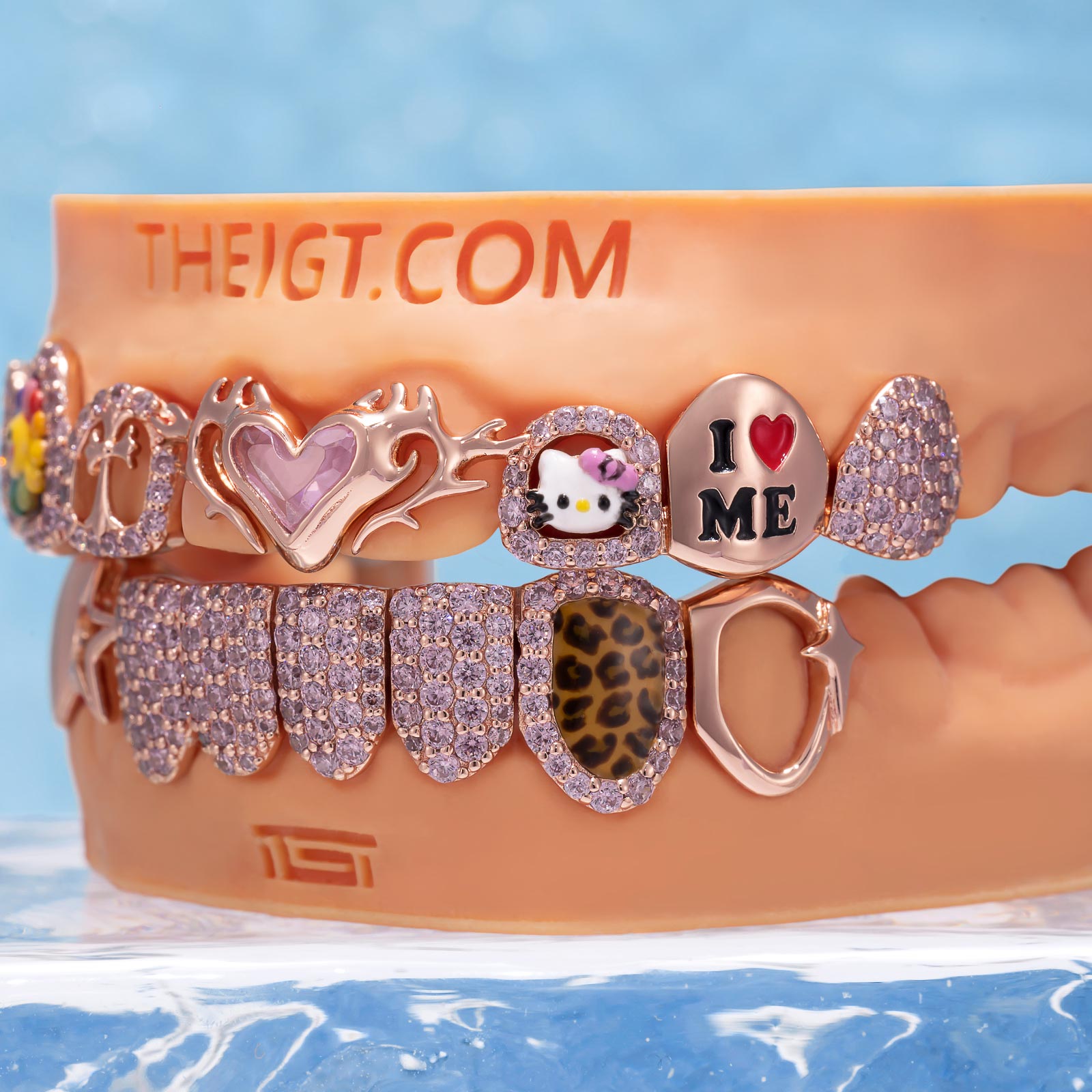 Custom Pink Heart & Sunflower Grillz | ICEGIANT