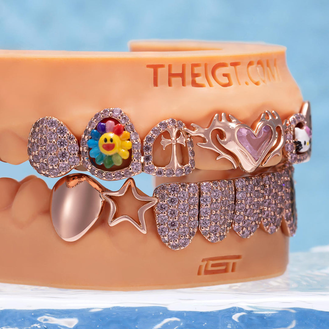 Pink Heart & Sunflower Grillz