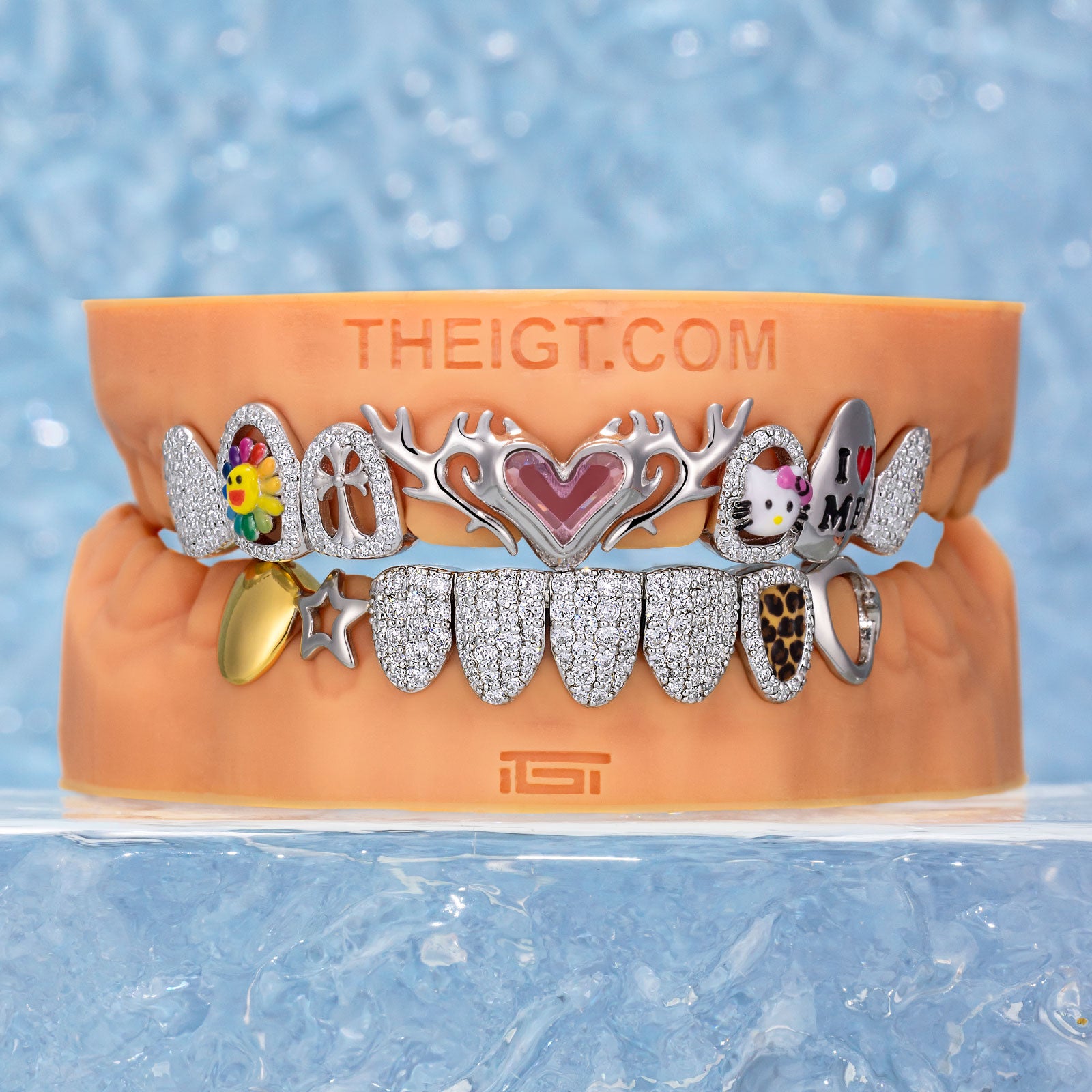 Pink Heart & Sunflower Grillz