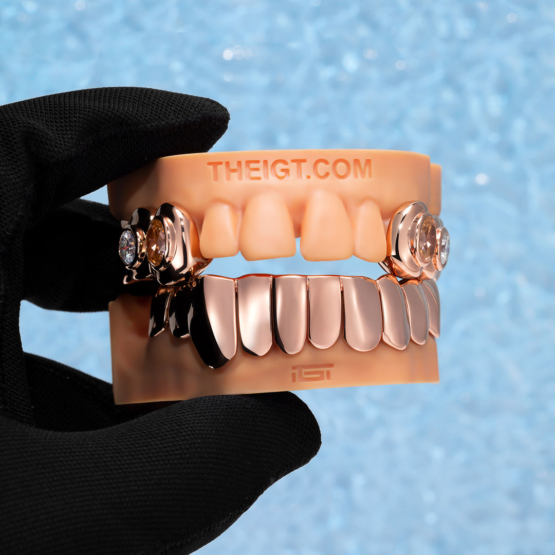 Pink Oval Gem W Moissanite Bezel Grillz