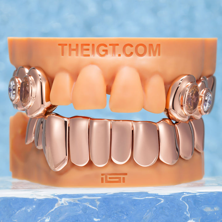 Pink Oval Gem W Moissanite Bezel Grillz