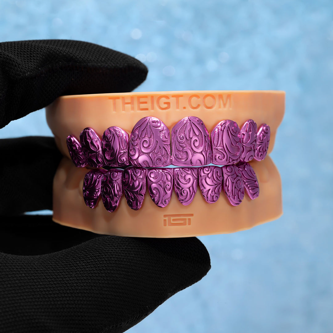 Pink Paisley Texture Custom Grillz