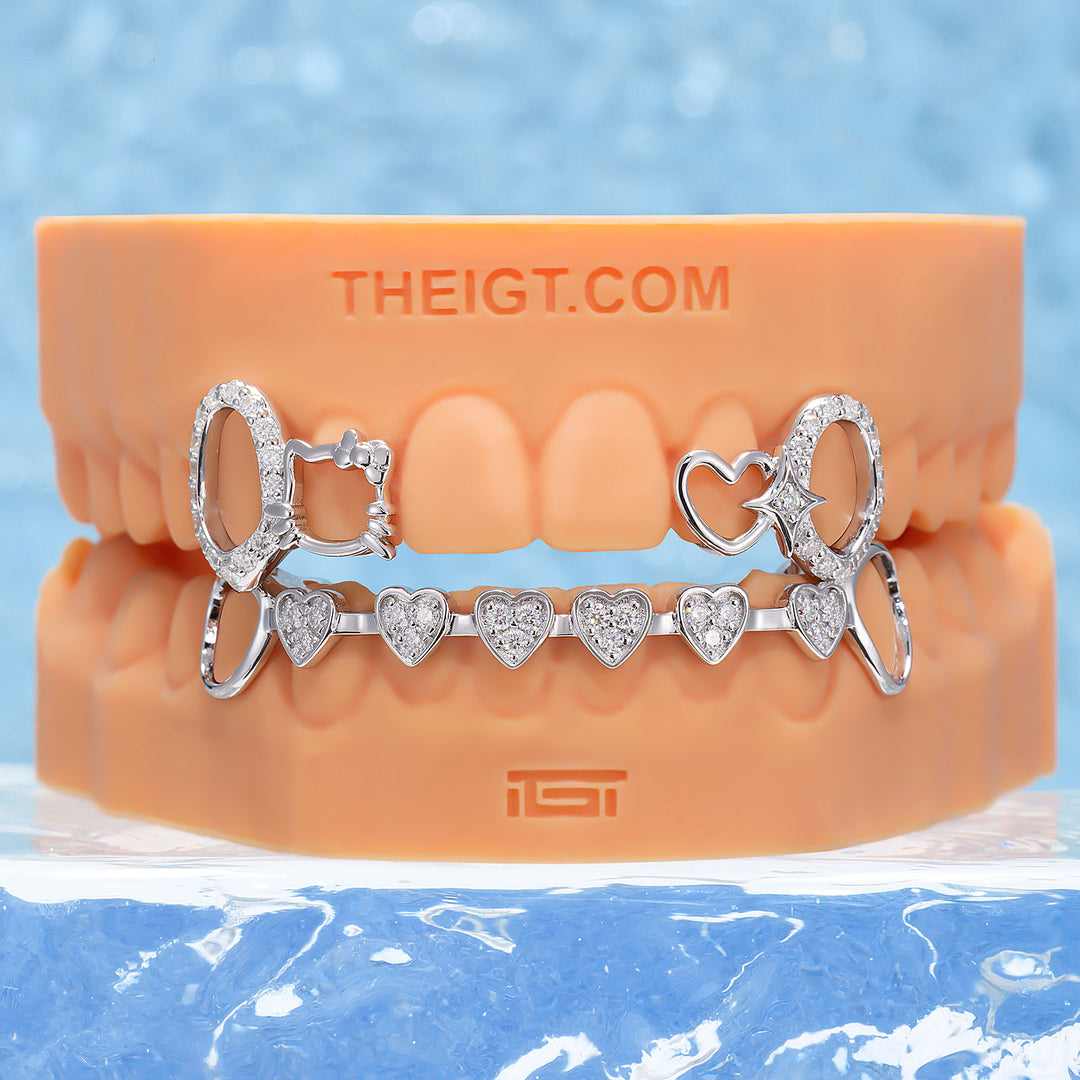 Pink Ribbon Kitty Aesthetic Grillz