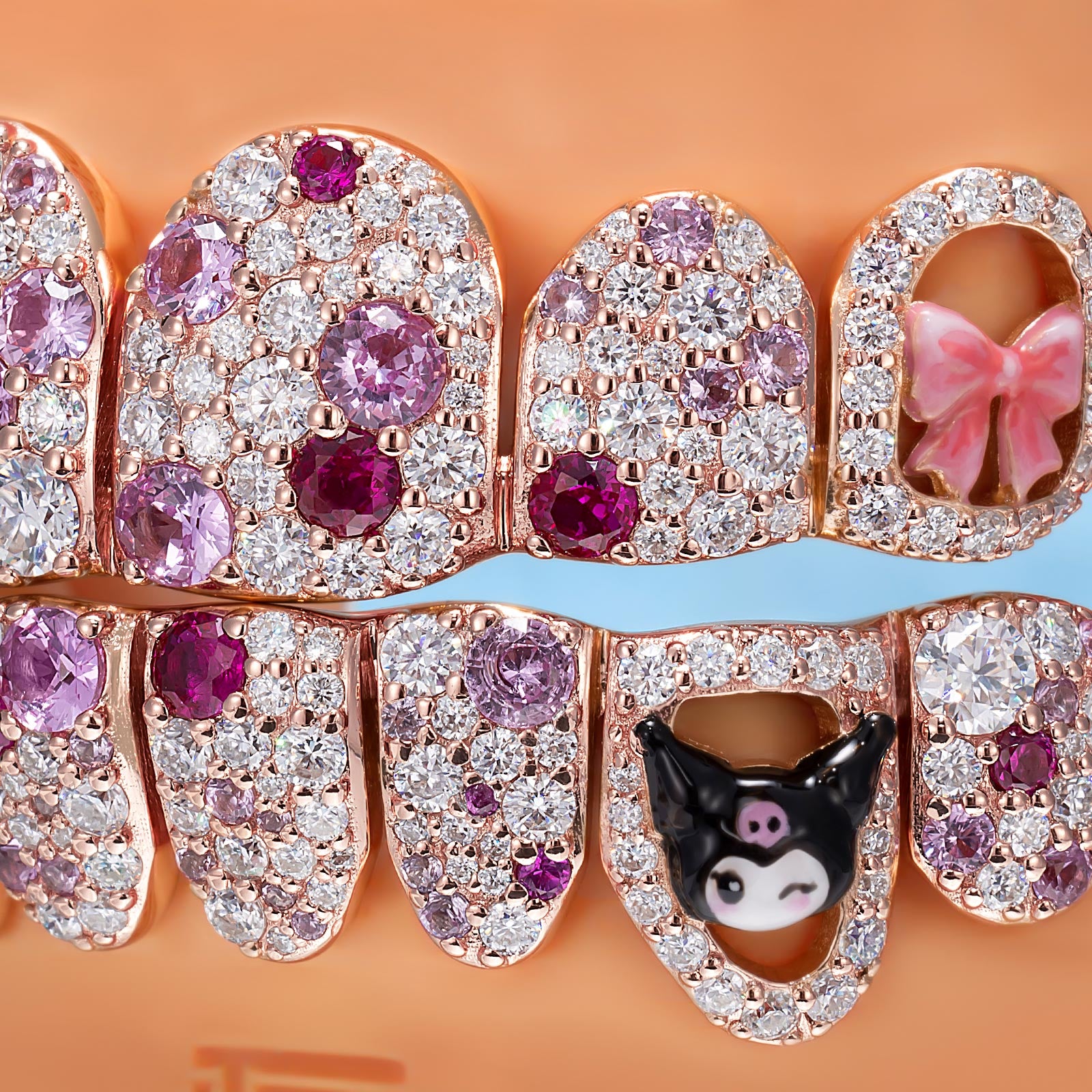 Pink Ribbon Mosaic Style Grillz
