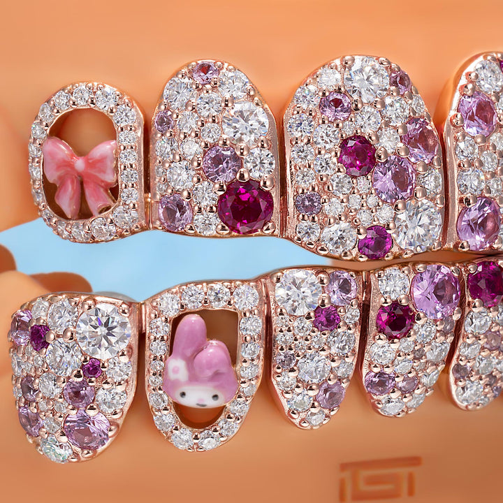 Pink Ribbon Mosaic Style Grillz