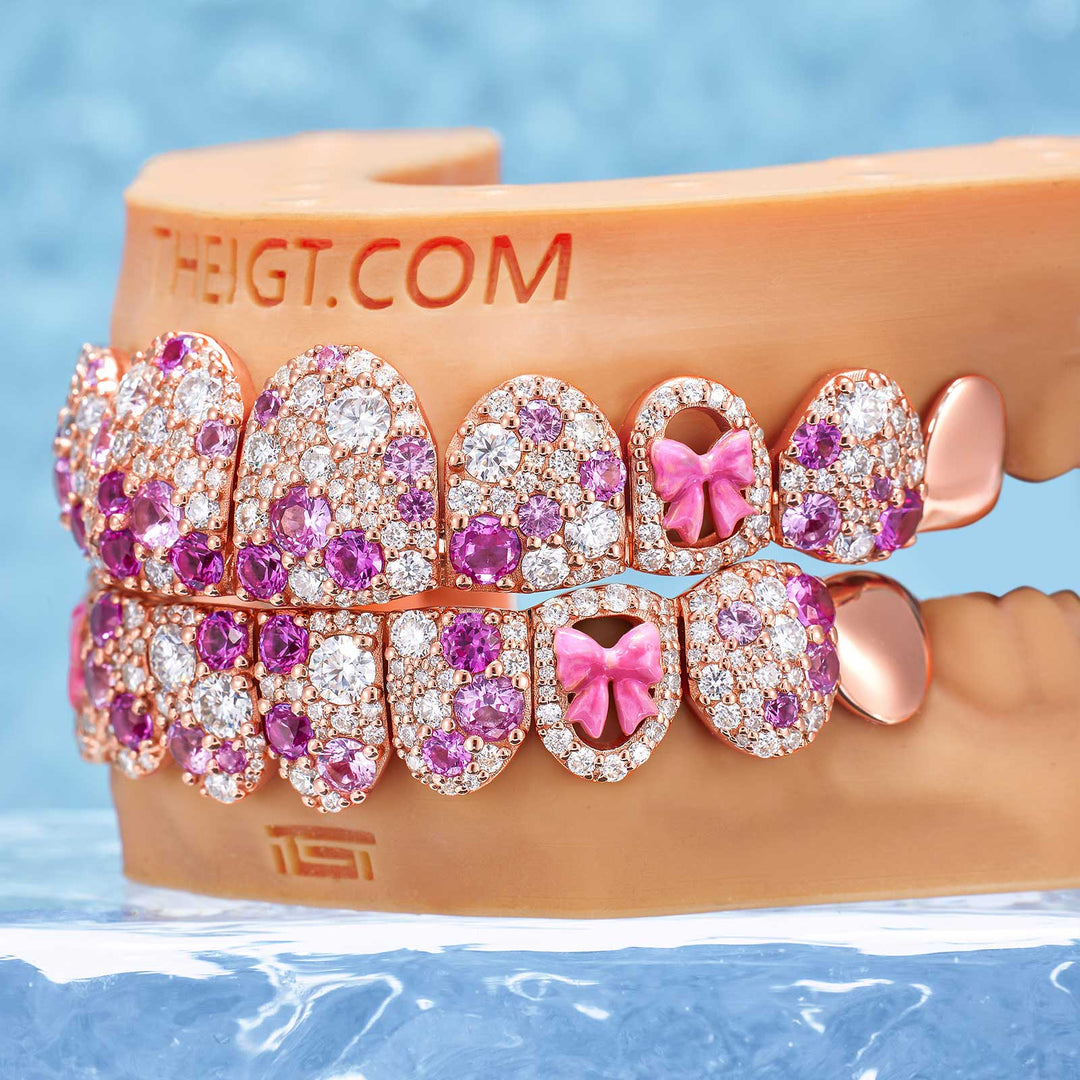 Pink Ribbon Mosaic Style Grillz