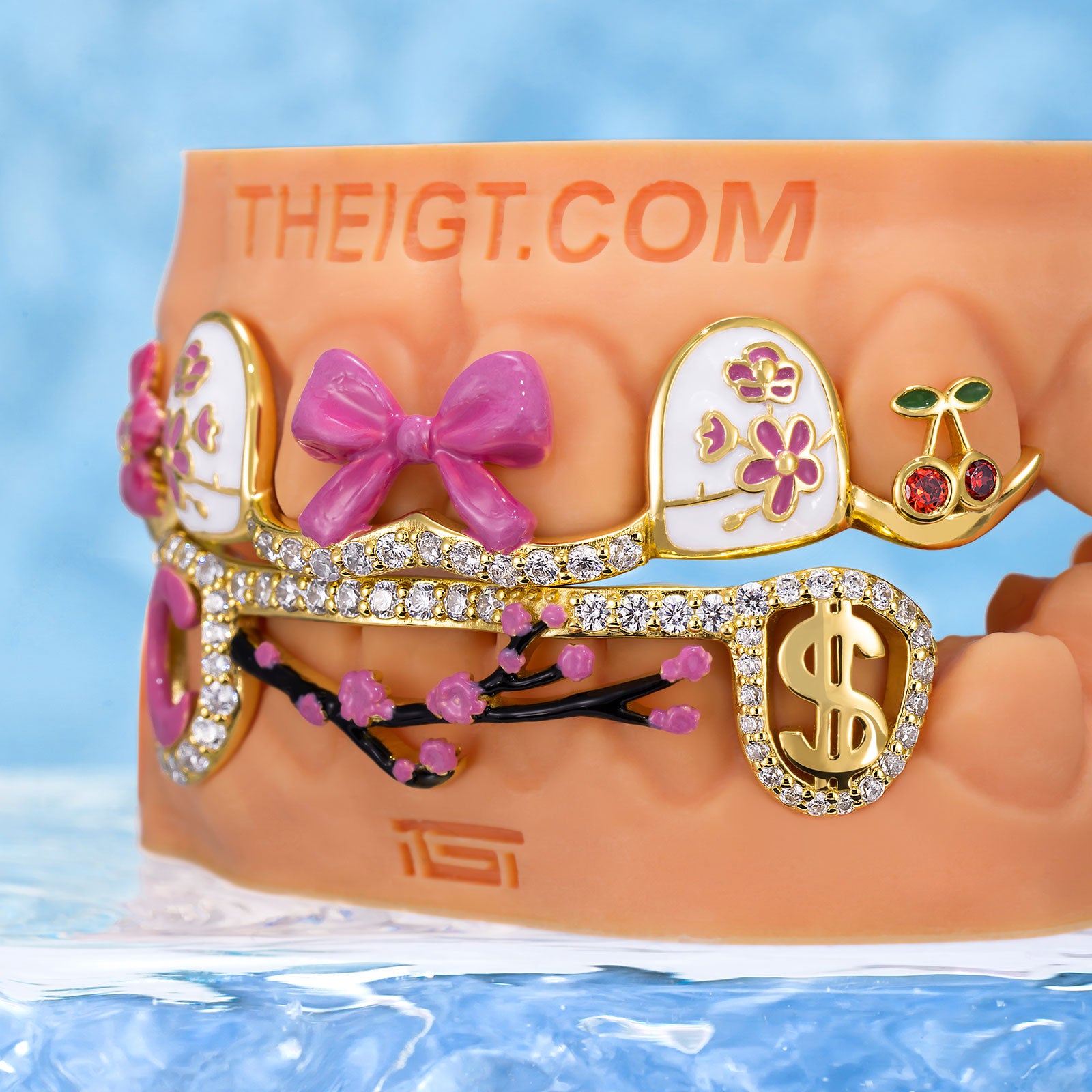 Pink Sakura Cherry Blossom Grillz - Elegant Floral Grillz | ICEGIANT
