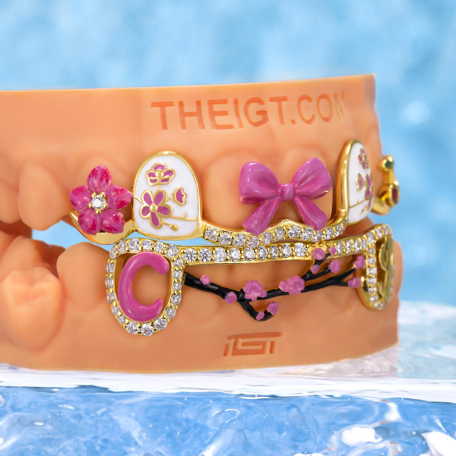 Pink Sakura Cherry Blossom Grillz - Elegant Floral Grillz | ICEGIANT